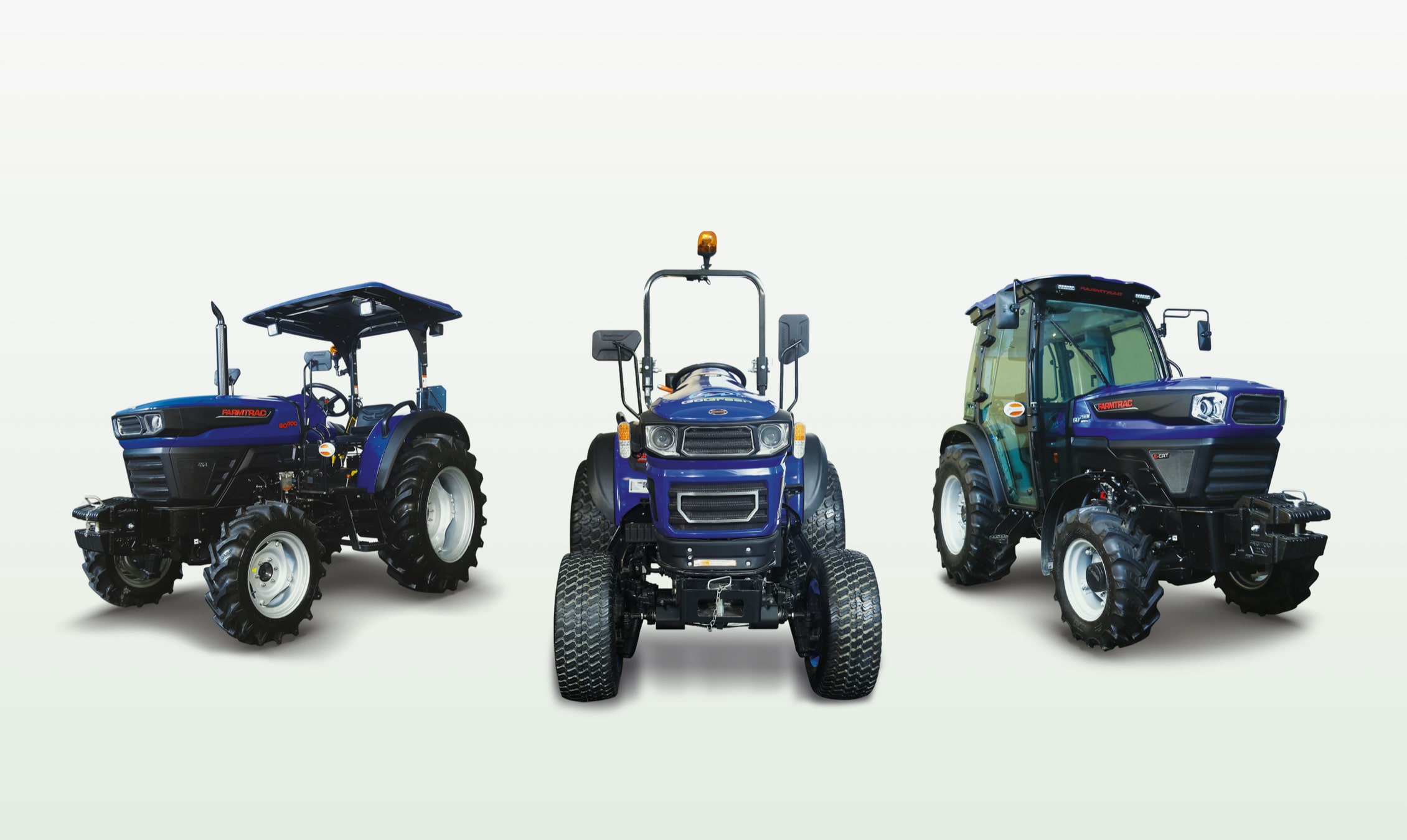 Three Farmtrac tractors lined up