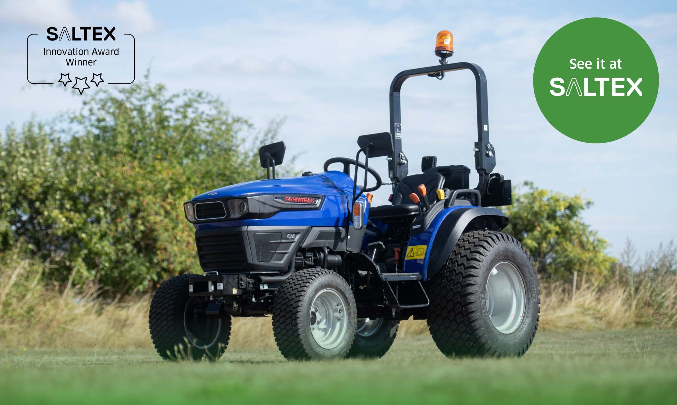 Farmtrac FT25G tractor with a SALTEX roundel