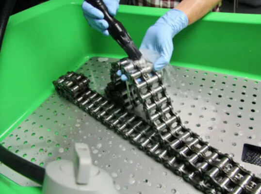 Bio-Circle cleaner being used on a machinery part