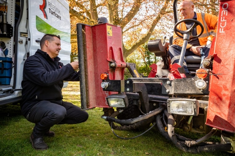 Reesink's Peter Clarke servicing Dover District Council's Toro mower.
