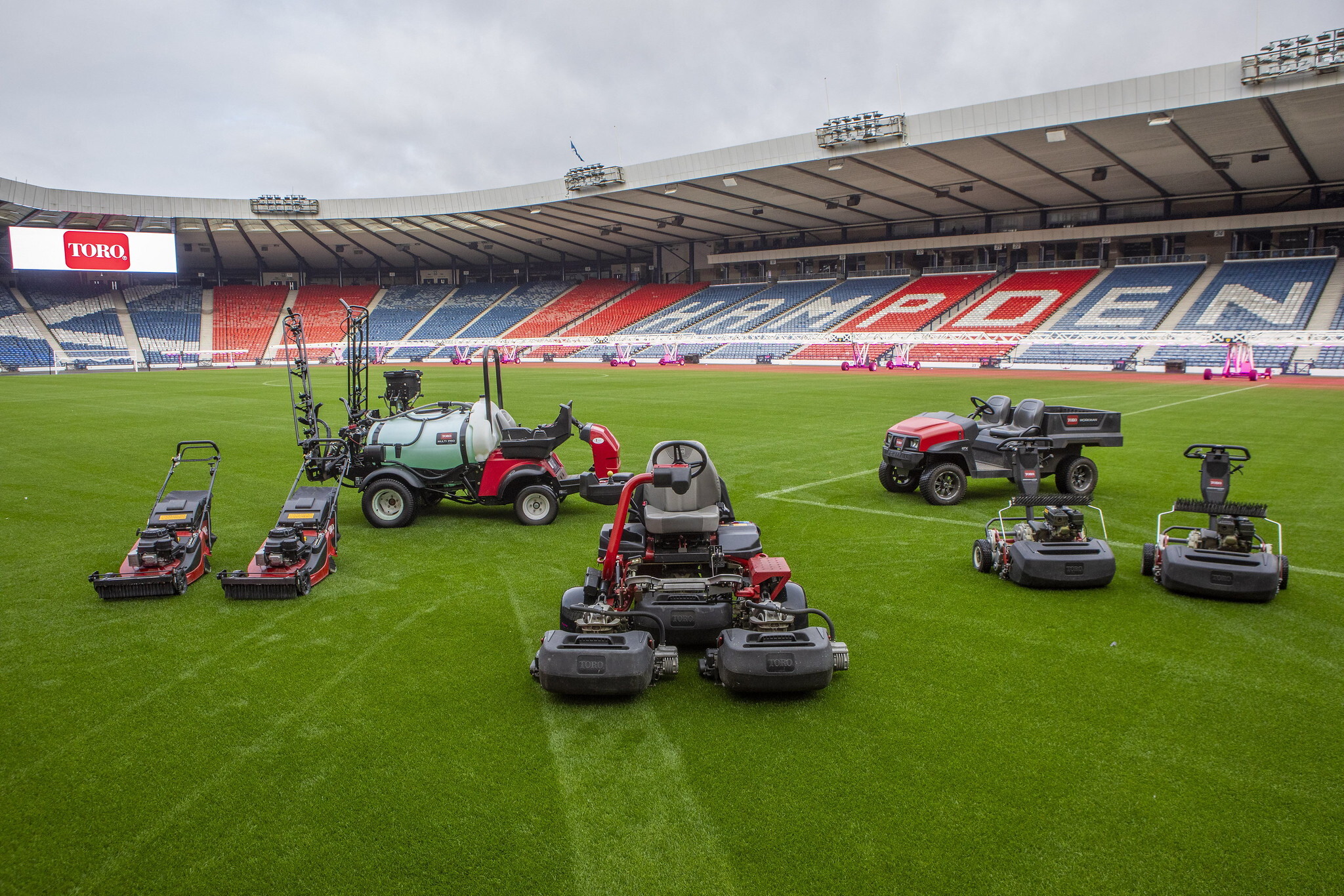 Hampden Park is a long-term Toro machinery and irrigation customer, showing a selection of the fleet here.