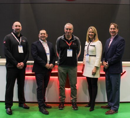 Toro International Master Salesperson Award winner Richard Wood, centre, with from left, Reesink Turfcare’s Jon Cole and Alastair Rowell and from The Toro Company Amy Dahl and Greg Lawrence.