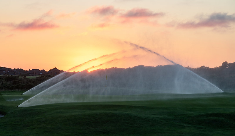 Two Toro Irrigation sprinklers at Barton-on-Sea Golf Club