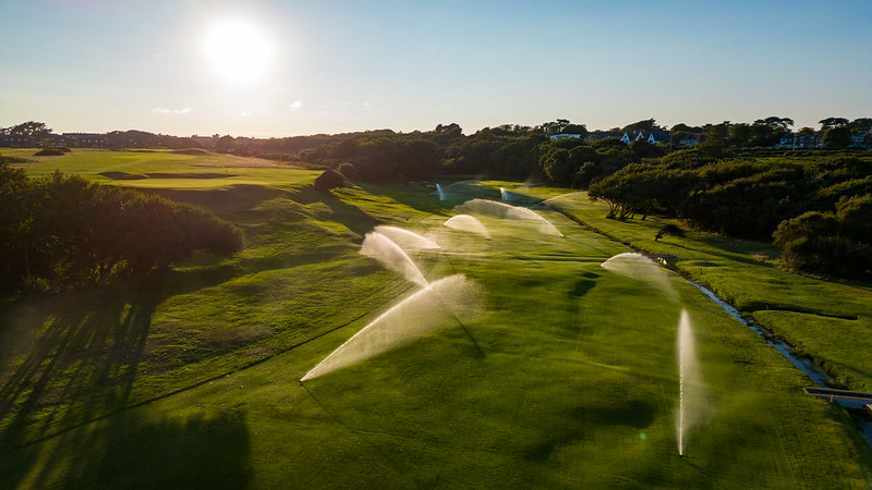 An aerial shot of Barton-on-Sea Golf Club's irrigation system.