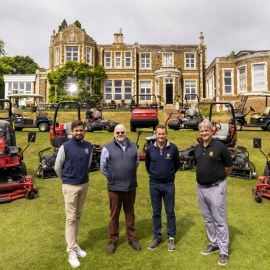 From left: John O’Gaunt’s head PGA professional Tom Simm, Reesink’s Julian Copping, and the club’s course manager Nigel Broadwith and general manager Gordon MacLeod.